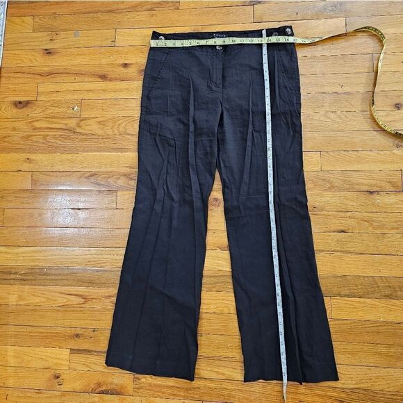 Theory Women's Black Linen Flared Preppy Beach Pants Size 10 - Picture 7 of 9